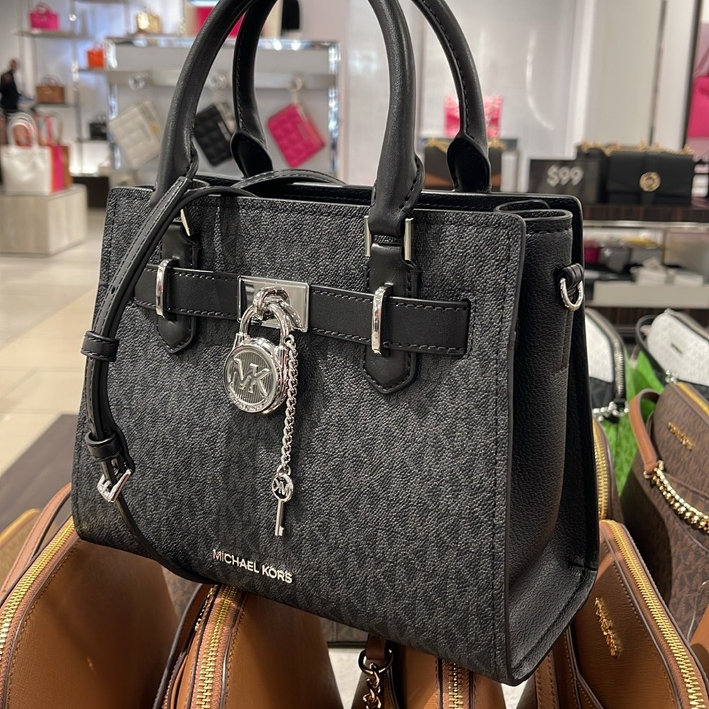 Michael Kors Hamilton Small Signature Logo Satchel Crossbody Bag
Black /Silver - Picture 16 of 16